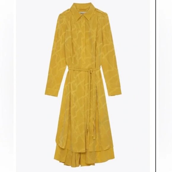 NWT | Zadig & Voltaire Rallye Chains Silk Dress 100% Silk Buttercup Yellow - Picture 7 of 8